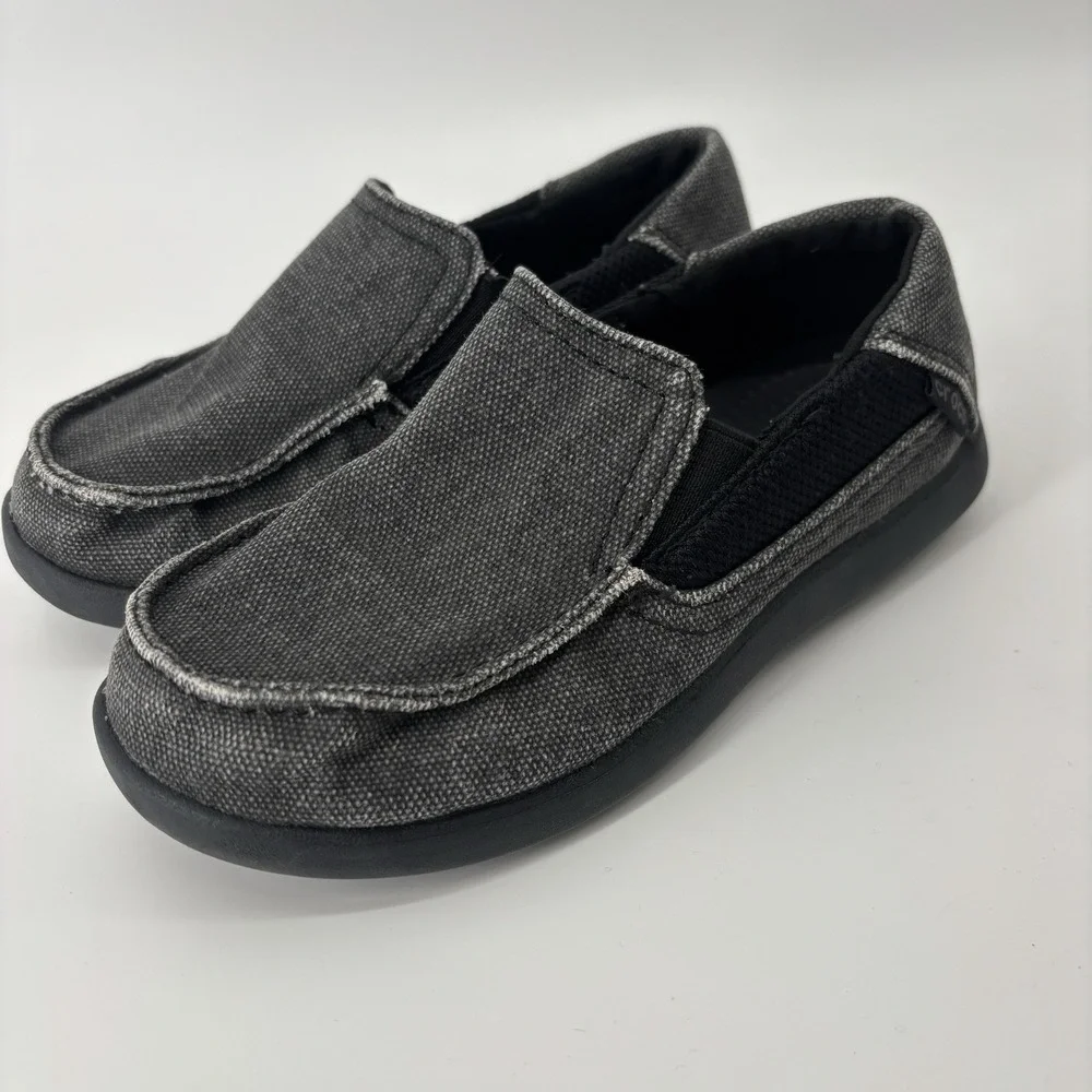 Crocs Gray Santa Cruz Canvas Loafers Size C 12 Little Kid Black‎ Gray Slip On
